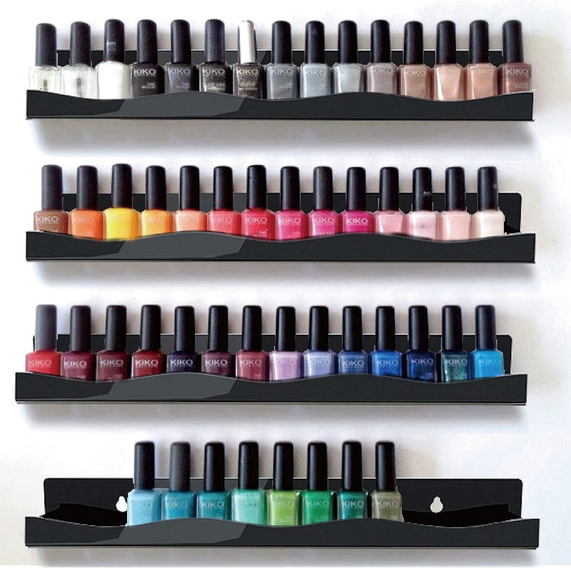 YMVV 15" Nail Polish Rack Wall Mounted Shelf,6 Pack Black Acrylic Organizer Supplies for Nail Techs,Great Display for Salons Retailers - Image 5